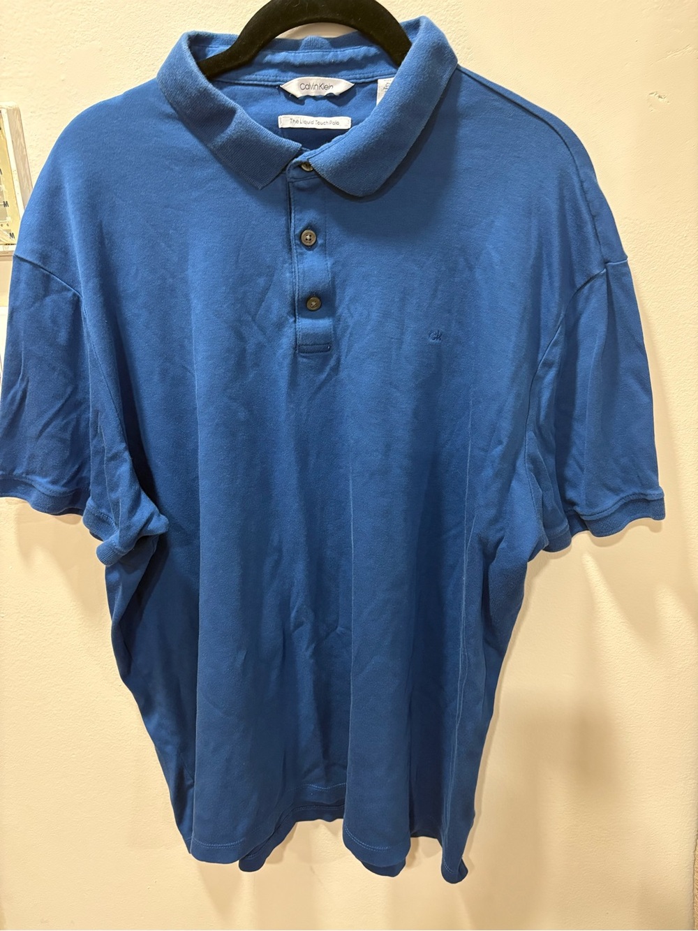 Calvin Klein Men's Royal Blue Polo Shirt with Subtle Logo